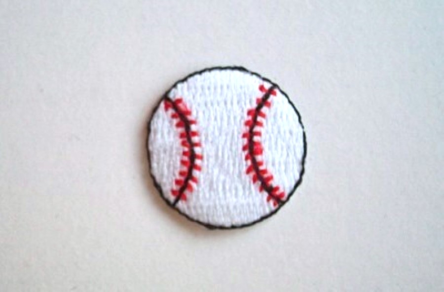 White/Red Baseball 7/8" Applique