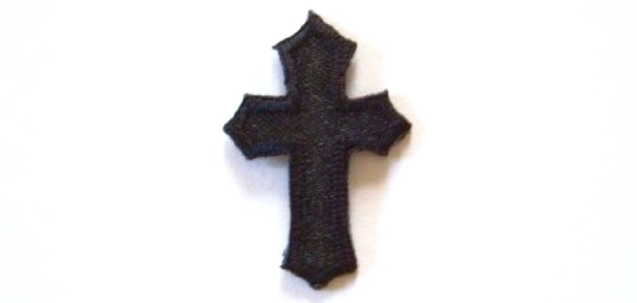 Black Satin Small Cross Applique