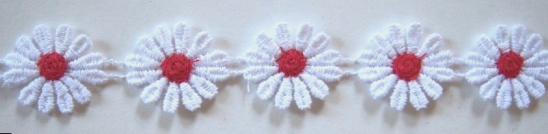 White/Red 7/8" Venise Lace