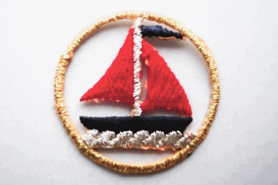 Red/Navy/Gold Sailboat Applique