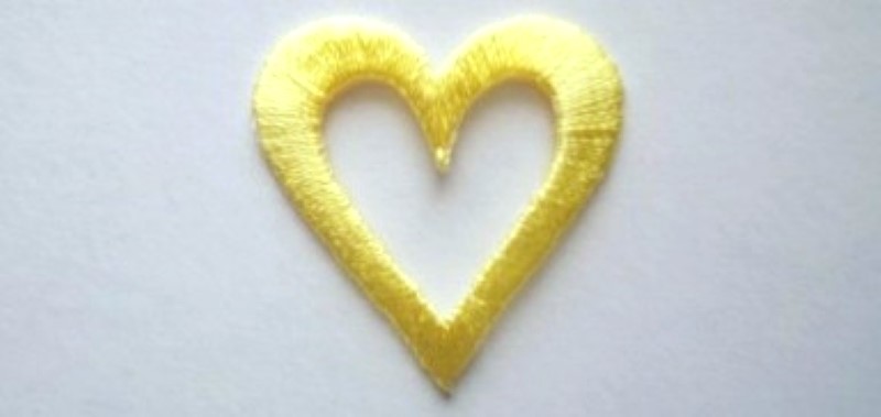 Yellow Open Heart Rayon Iron On Applique