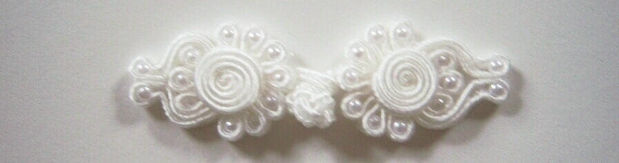 Off White Beaded 7/8" x 2 3/4" Frog Closure