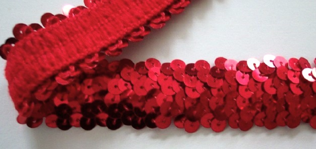 Red Yarn Back 1 1/8" Stretch Sequins
