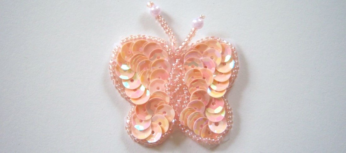 Peach Butterfly Sequin/Bead Applique