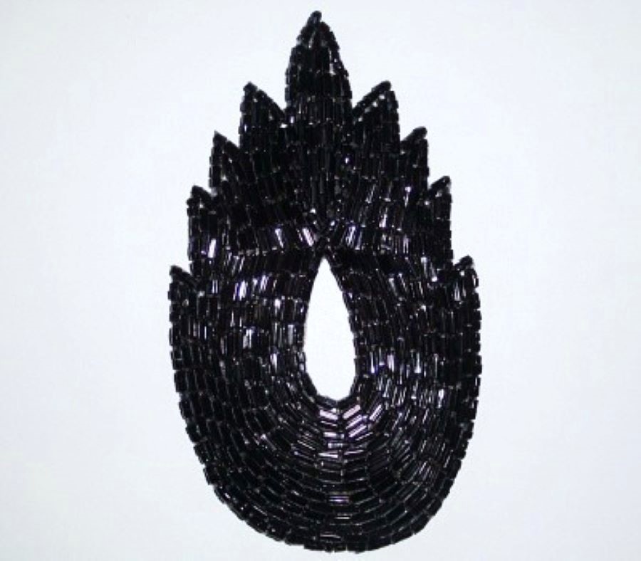 Black Sequin/Bead 4 1/2" Keyhole Applique