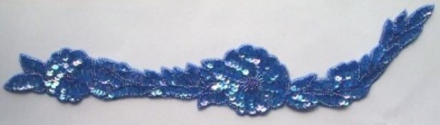 Queen Blue Sequin/Bead 16 1/2" Applique