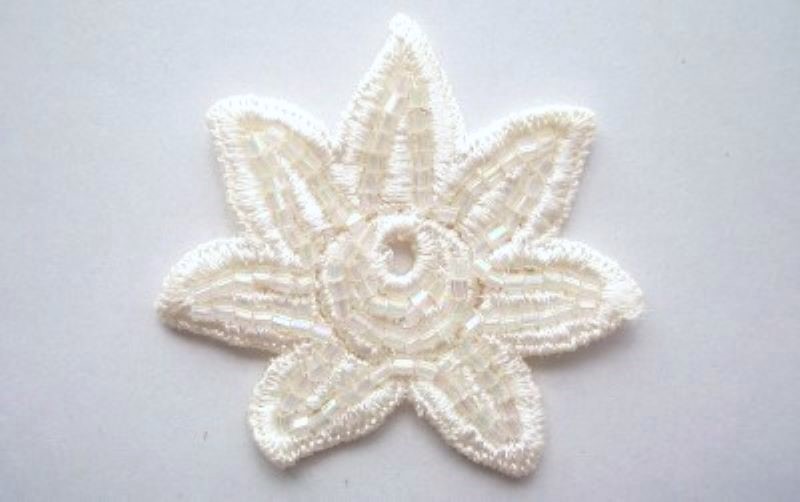 Ivory Sequin/Bead Flower