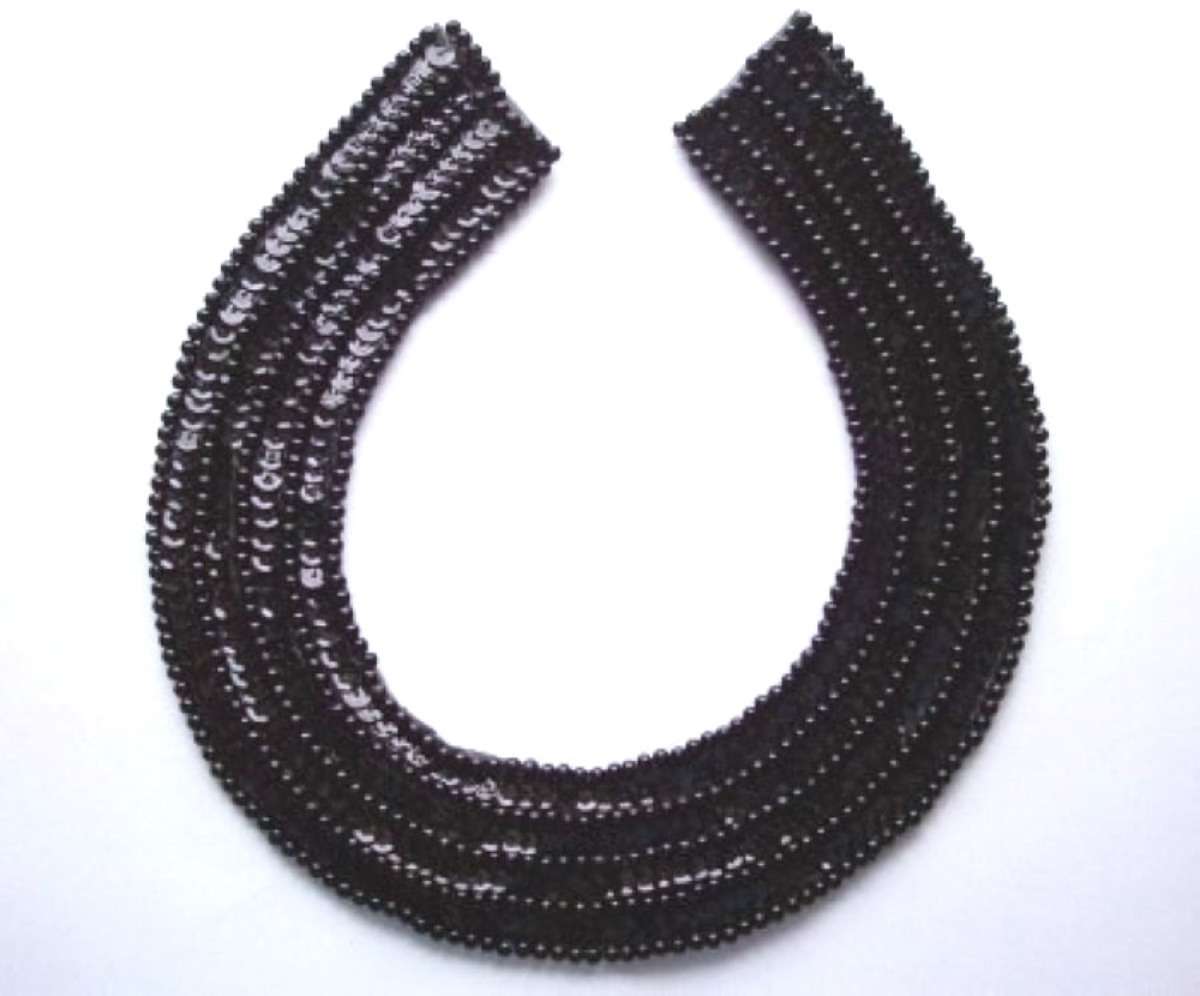 Black Sequin/Bead 15" Sew On Choker Yoke