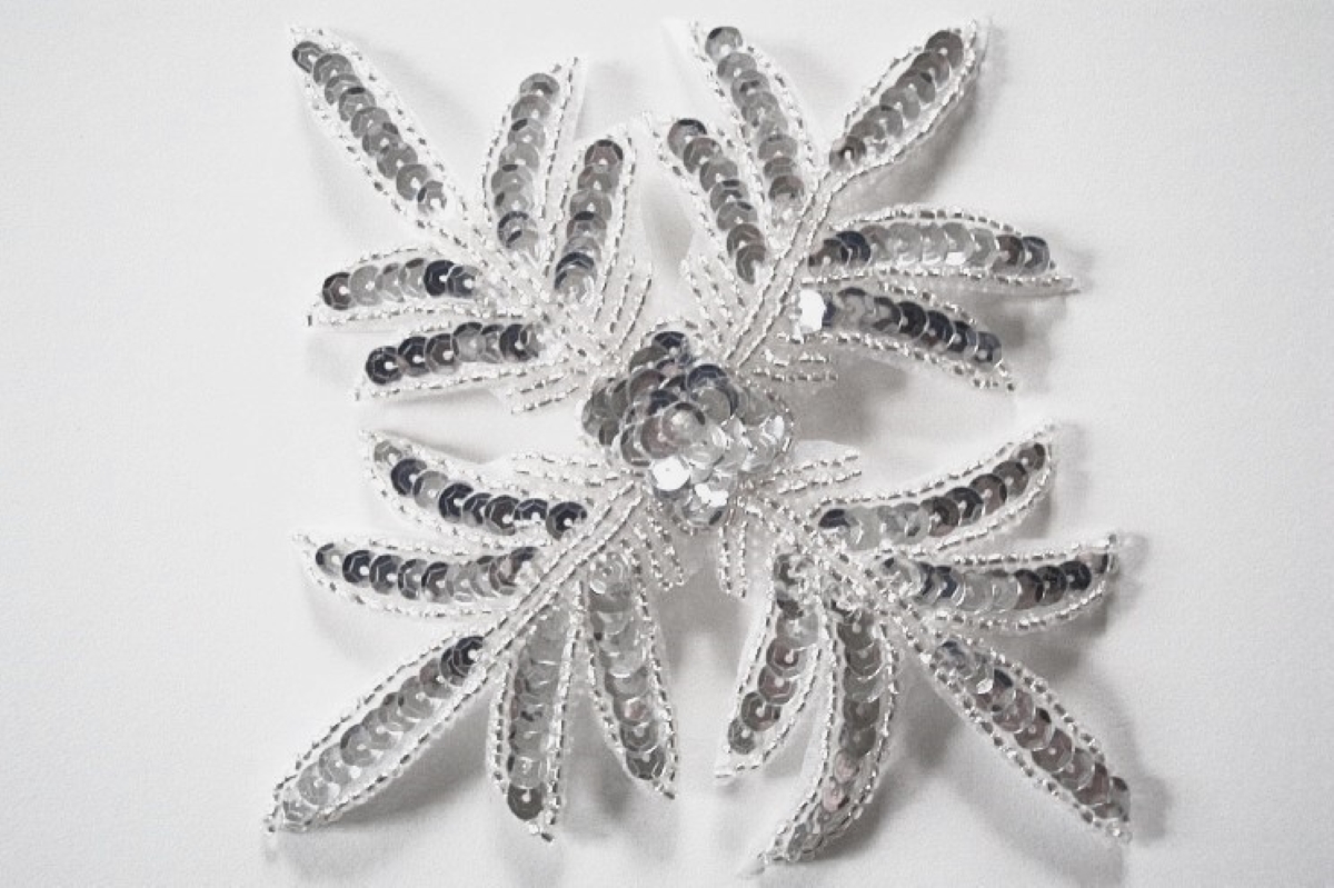 Silver Sequin/Bead 6" Snowflake