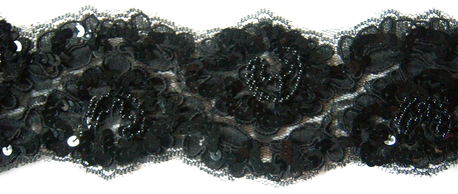 Black Sequin/Bead 3" Trim
