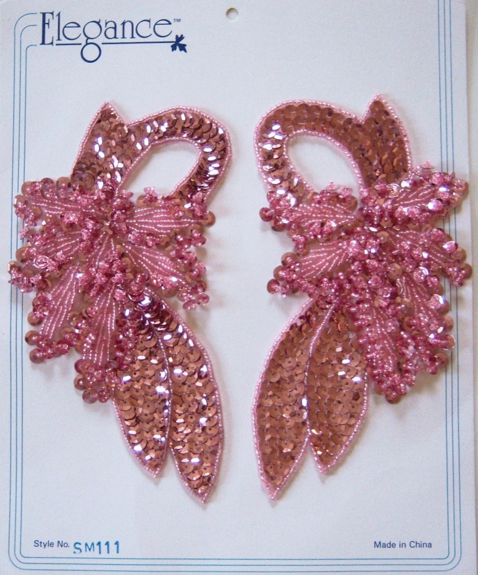 Rose Pink Sequin/Bead 7" Pair