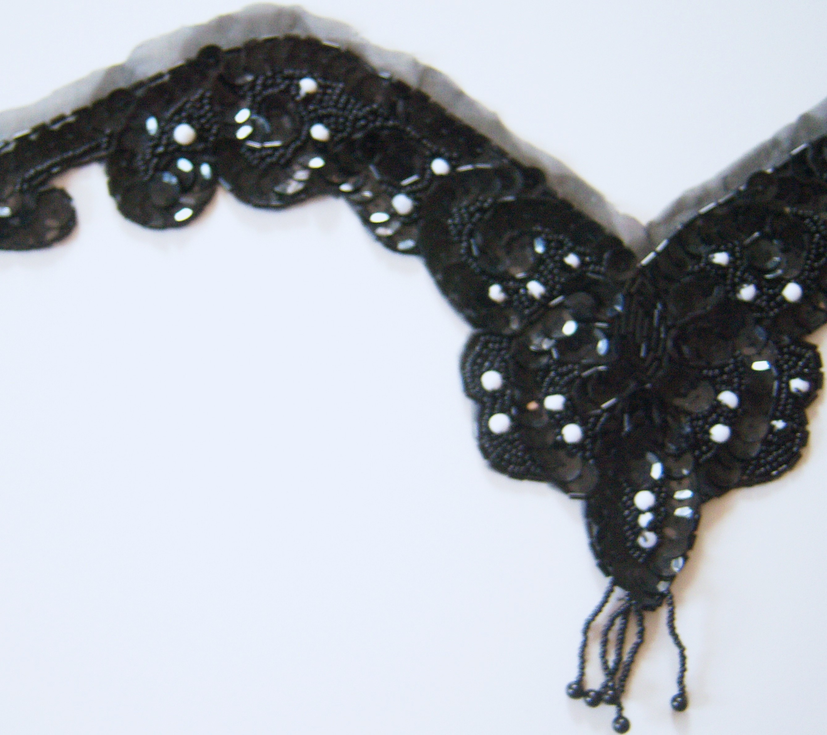 Black Sequin/Irregular Beads Applique