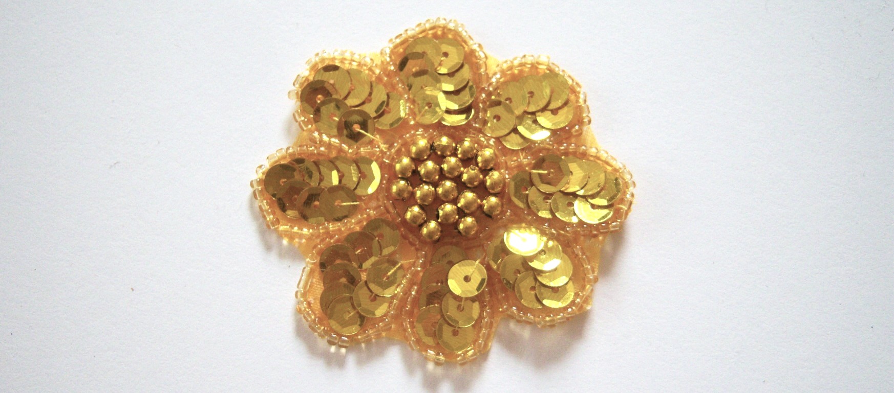 Yellow Gold 2 1/4" Sequin/Bead Flower