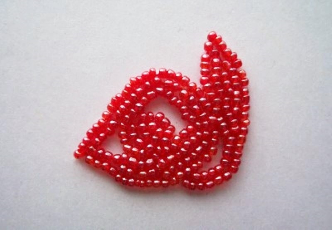 Red Bead Sew On 1 1/2" Flower