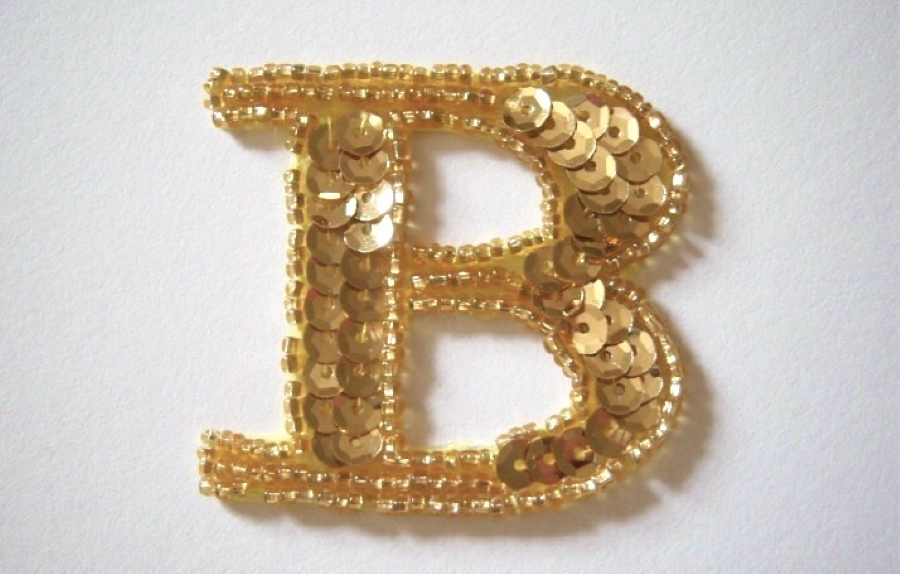 Gold Sequin/Bead Letter B Iron On