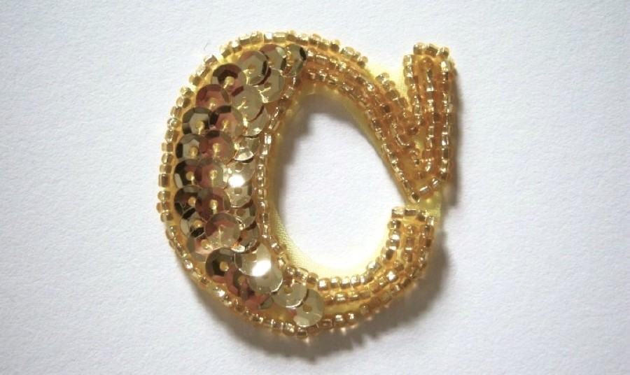 Gold Sequin/Bead Letter C Iron On
