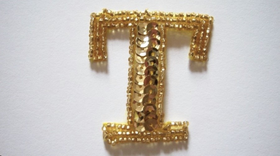 Gold Sequin/Bead Iron On T