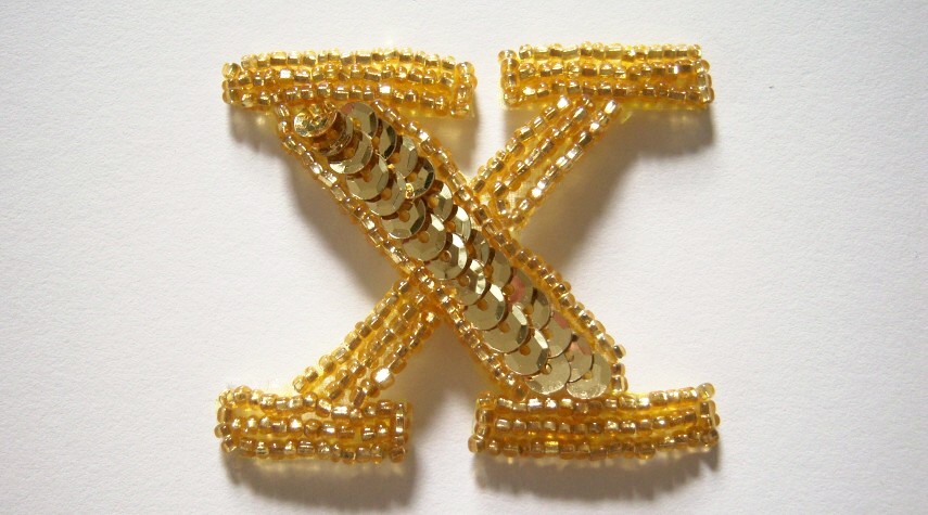 Gold Sequin/Bead Iron On X