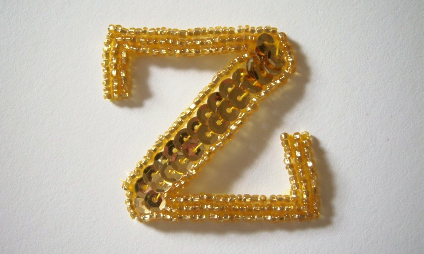 Gold Sequin/Bead Iron On Z