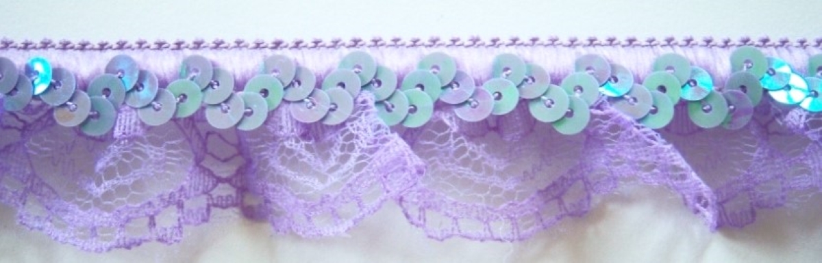 Orchid Sequin Stretch/Ruffled 1 1/4" Lace