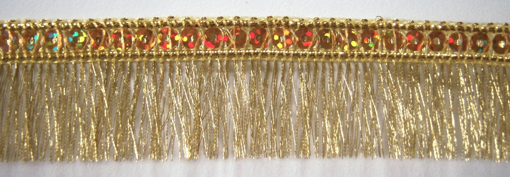 Gold Sequin 1 1/4" Metallic Fringe