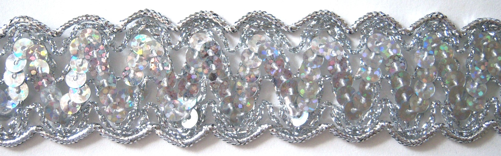 Silver Prism Sequin 1 1/8" Border Braid