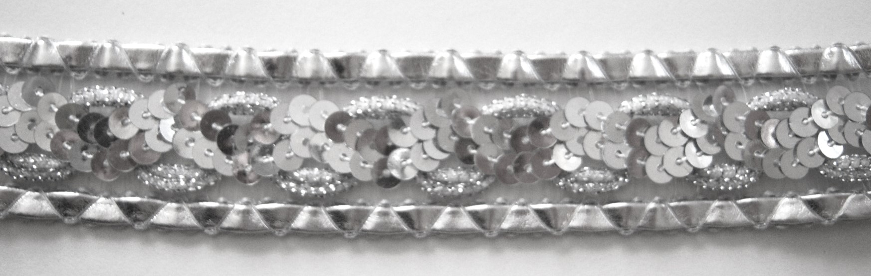 Silver Metallic Scroll Sequin 1 1/4" Border