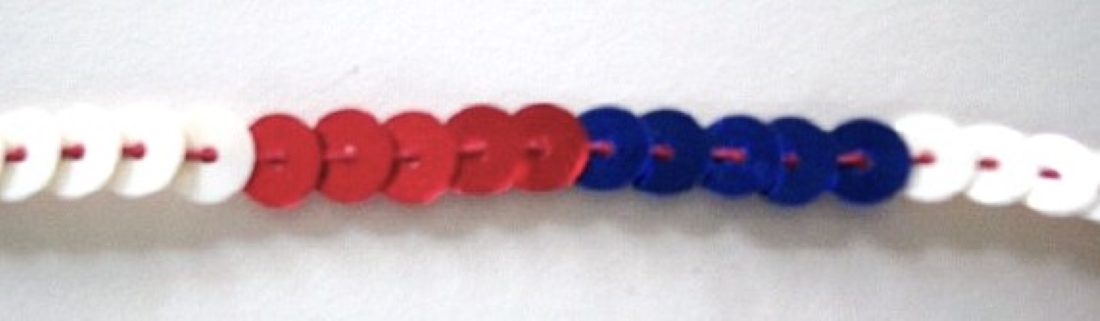 Red/White/Royal 6mm-1/4" Sequin