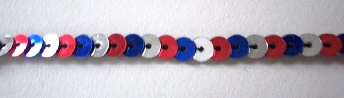Red/Royal/Silver 6mm-1/4" Sequin