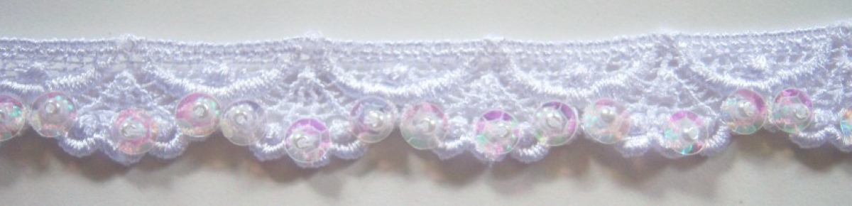 White 7/8" Venise Lace Sequin/Beaded