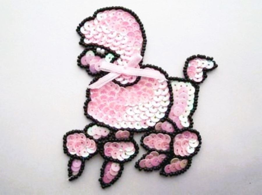 Pink Sequin/Black Bead 4" Poodle