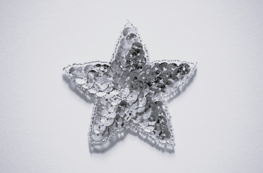 Silver Sequin Star 2 3/4" Applique