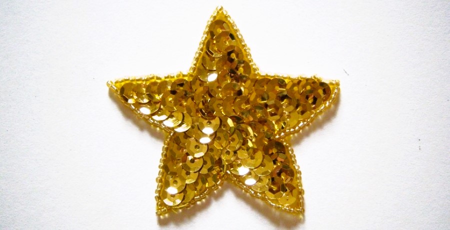 Gold Sequin/Bead 2 3/4" Star Applique
