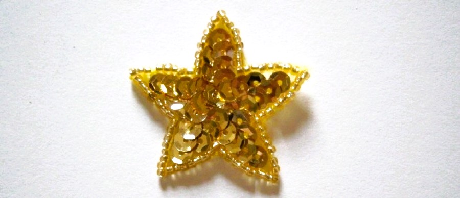 Gold Sequin 1 1/2"Star Iron On Applique