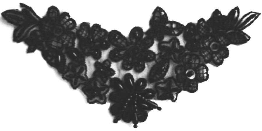 Black Sequin/Pearl Dangle/Organza Applique