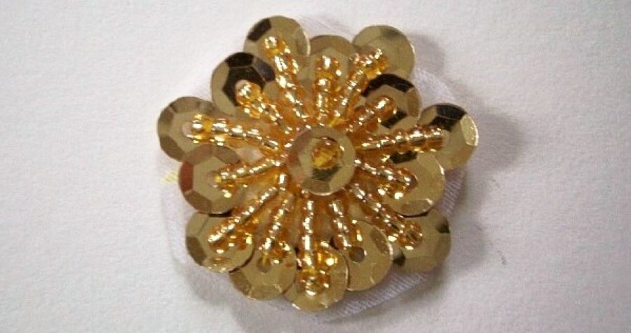 Gold Sequin/Bead 1 1/4" Flower
