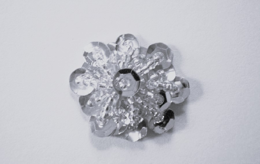 Silver Sequin/Bead 1 1/4" Flower