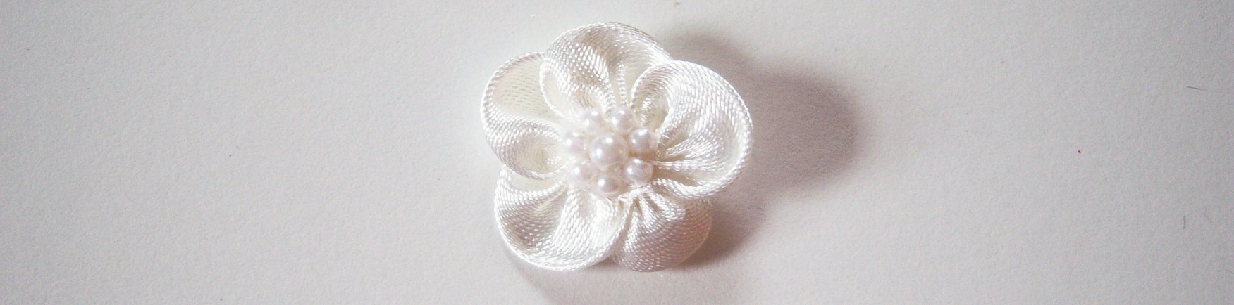 Light Ivory Satin/Pearls Center 1 1/4" Flower