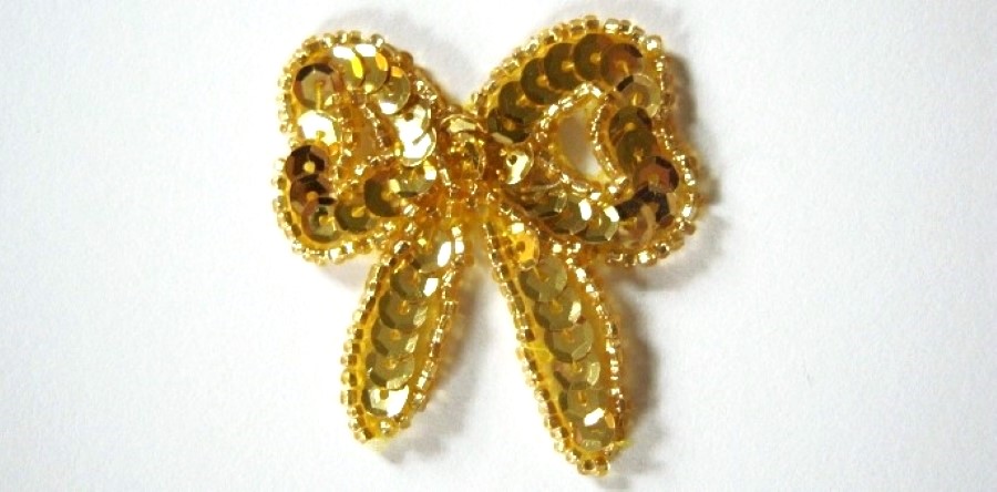 Gold Sequin/Bead 2" Bow Applique