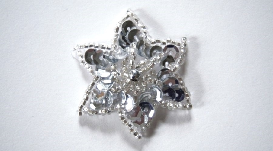 Silver Sequin/Bead 1 3/4" Star