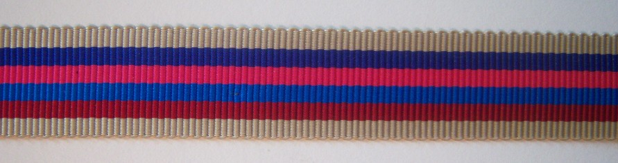 Tan/Royal Stripe 11/16" Acetate Ribbon