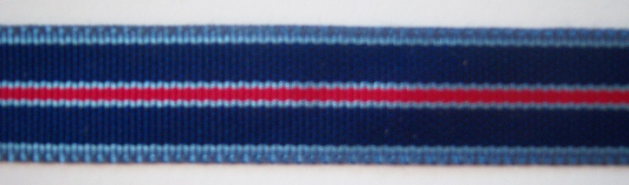 Cadet/Red/Navy Stripe 11/16" Acetate Ribbon