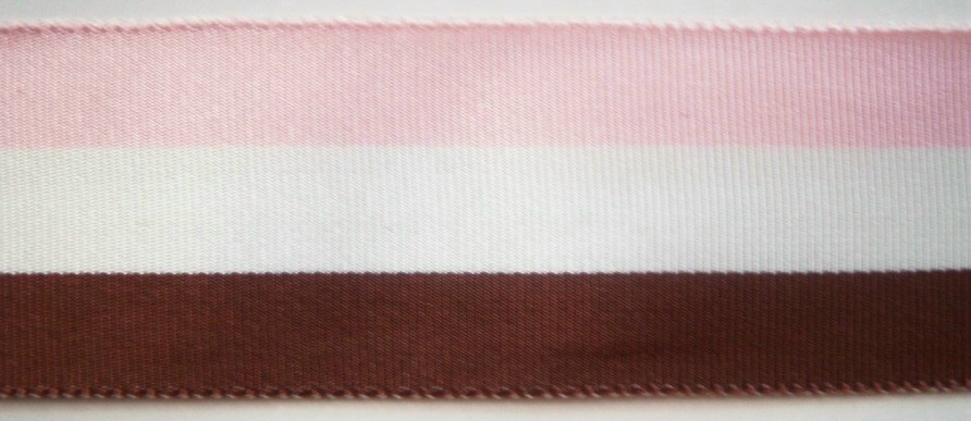 Pale Pink/Ivory/Brown 1 1/2" Ribbon