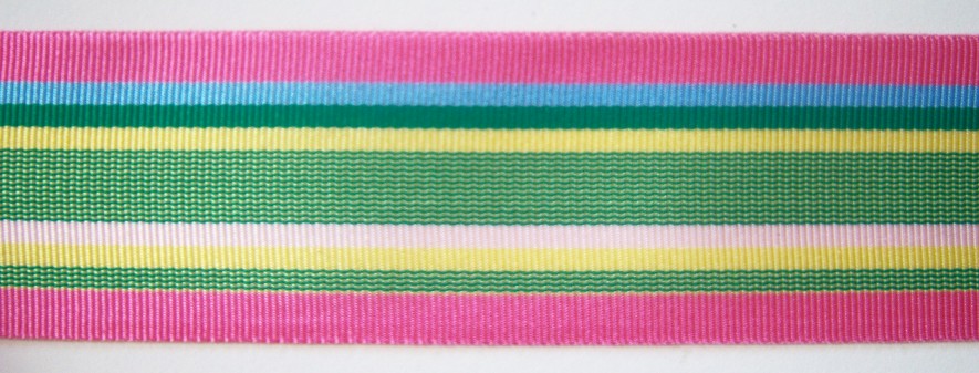 Hot Pink/Lt Green Stripe 1 1/2" Ribbon