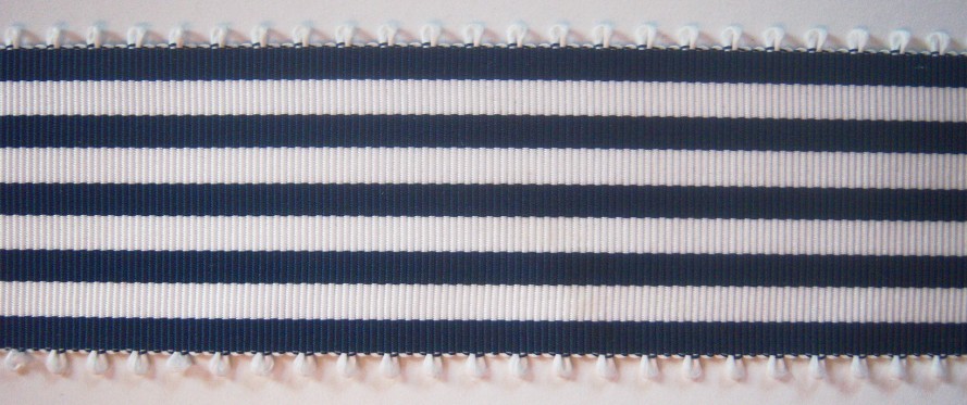 Off White/Navy Stripe 1 1/2" Ribbon