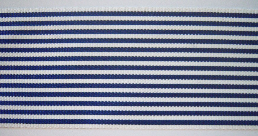 Off White/Navy Pin Stripe 2 3/16" Ribbon
