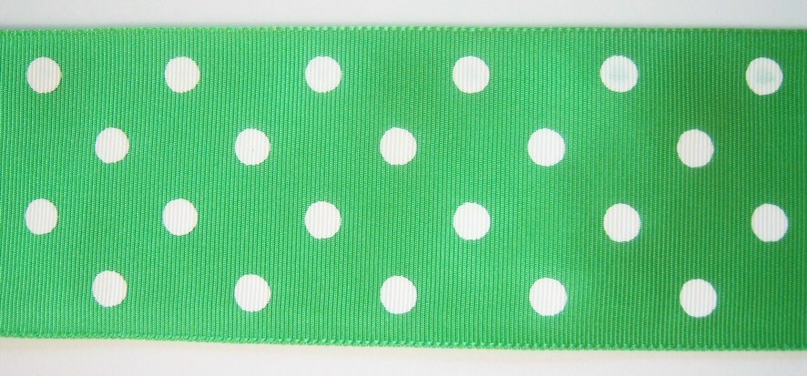 Apple Green/White Dot 2 3/16" Ribbon