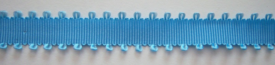 Blue Picot 1/2" Acetate Grosgrain Ribbon