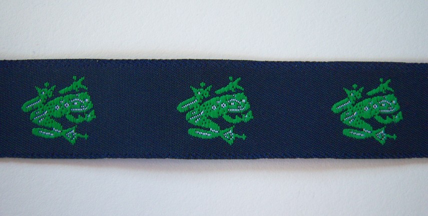 Navy/Green Frogs Acetate 7/8" Ribbon