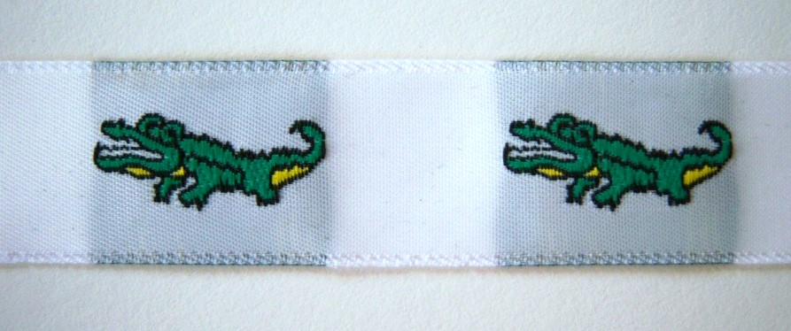White/Green Crocodile Acetate 7/8" Ribbon